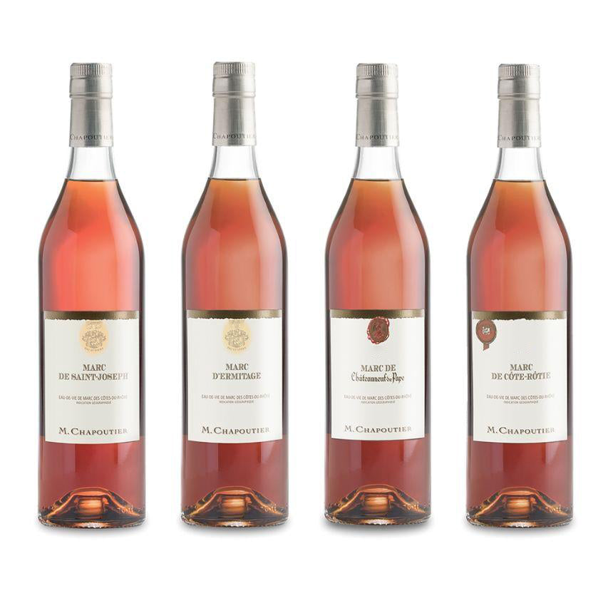 M. CHAPOUTIER - Bundle of 4 Marcs d’Appellation (Ermitage - Cote-Rotie - Chateauneuf-du-Pape - Saint