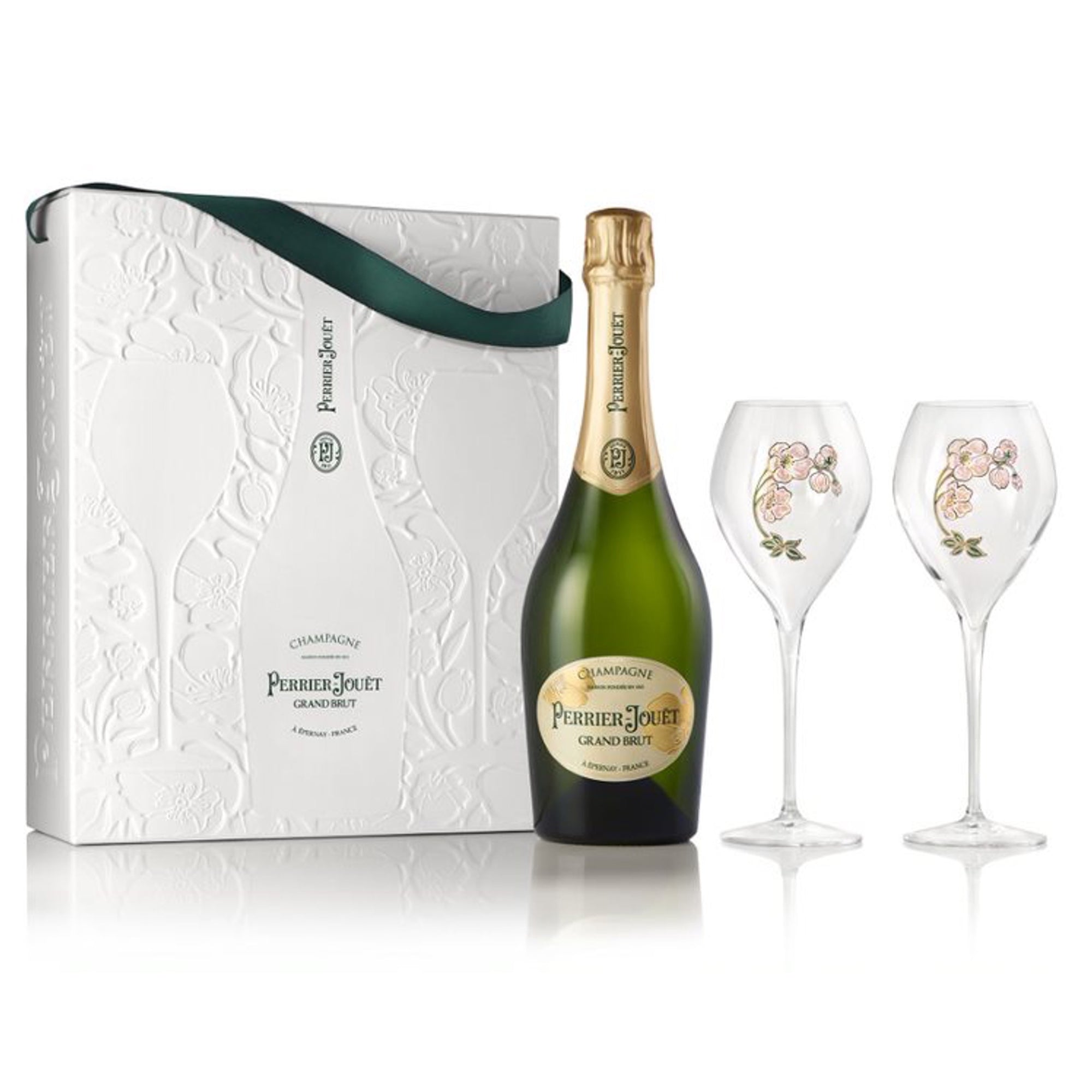 PERRIER JOUET Champagne Grand Brut NV with 2 glasses in Ecobox 